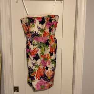 Strapless J Crew Floral Silk Dress